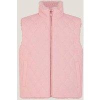 Monsoon Girls Floral Quilted Reverse Gilet - Pink