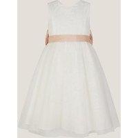 Monsoon Girls Tulle Bridesmaid Lace Dress - Light Cream