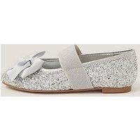 Monsoon Girls Glitter Bow Ballerina Shoes - Silver