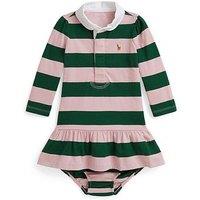 Polo Ralph Lauren Baby Girls Striped Long Sleeve Polo Dress - Pink/Green