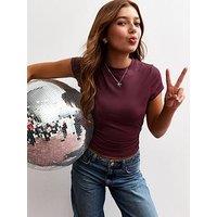 New Look 915 Girls Ruched Side Baby Tee T-Shirt - Dark Red