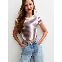 New Look 915 Girls Cream Stripe Cap Sleeve Baby Tee T-Shirt