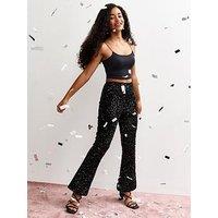 New Look 915 Girls Black Sequin Flare Trousers