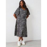 V By Very Curve V Neck Printed Dress