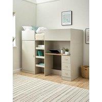 Very Home Daisy High Sleeper Bed With Drawers, Desk And Wardrobe And Mattress Options (Buy & Save!) - Fsc Certified - Bed Frame With Premium Mattress