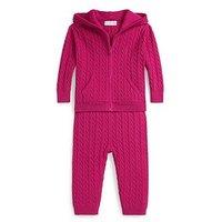Polo Ralph Lauren Baby Girls Hoodie And Jog Pant Set - Dark Pink