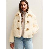 New Look 915 Girls Off White Faux Duffle Coat - Light Cream