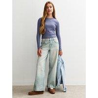 New Look 915 Girls Ribbed Baby Tee Long Sleeve Top - Blue