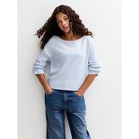 New Look 915 Slouchy Slash Neck Jumper - Light Blue