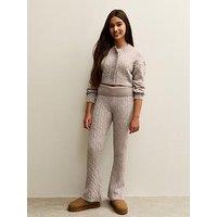 New Look 915 Girls Stone Cable Knit Flared Trousers - Off White
