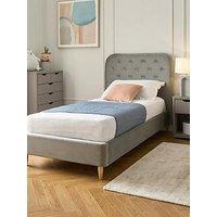 Very Home Freya Velvet Fabric Single Kids Bed Frame And Headboard With Mattress Options (Buy & Save!) - Grey - Fsc Certified - Bed Frame With Premium Mattress