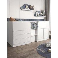 Very Home Bailey Mid Sleeper Bed With Mattress Options (Buy & Save) - White - Bed Frame With Premium Mattress