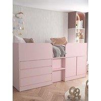 Very Home Bailey Mid Sleeper Bed With Mattress Options (Buy & Save) - Pink - Bed Frame With Premium Mattress