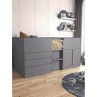 Very Home Bailey Mid Sleeper Bed With Mattress Options (Buy & Save) - Grey - Fsc Certified - Bed Frame With Premium Mattress