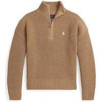 Polo Ralph Lauren Girls Half Zip Sweater - Camel