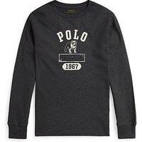 Polo Ralph Lauren Boys Long Sleeve Logo T-Shirt - Dark Grey