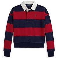 Polo Ralph Lauren Girls Long Sleeve Striped Shirt - Red/Navy