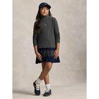 Polo Ralph Lauren Girls Crew Neck 2 In 1 Dress - Dark Grey/Navy