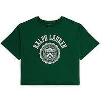 Polo Ralph Lauren Girls Short Sleeve Cropped Varsity T-Shirt - Green