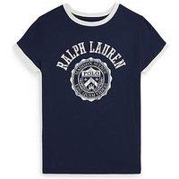 Polo Ralph Lauren Girls Short Sleeve Varsity T-Shirt - Navy