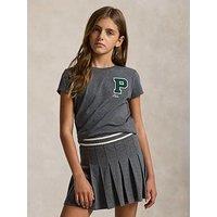 Polo Ralph Lauren Girls P Logo Short Sleeve T-Shirt - Dark Grey