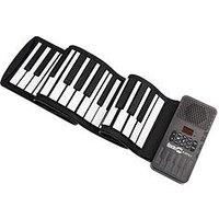 Rockjam 61 Key Roll Up Piano, Portable & Rechargeable Flexible Keyboard With Built-In Speakers, 128 Tones, And Demo Songs
