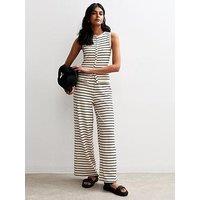 New Look Off White Striped Wide Leg Trousers