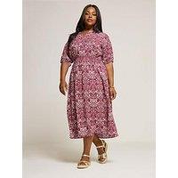 Yours Curve Notch Neck Midaxi Dress - Red