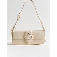 New Look Cream Faux Leather Buckle Shoulder Bag