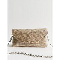 New Look Silver Metallic Raffia Look Clutch