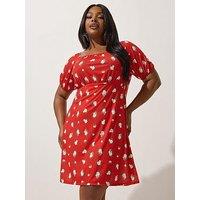 Yours Curve Floral Mini Dress - Red
