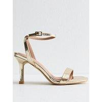 New Look Gold Metallic Faux Leather Stiletto Heel Sandals