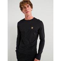 Belstaff Left Chest Patch Logo Regular Fit Long Sleeve T-Shirt - Black