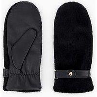 Boss Faux Fur Mittens - Black