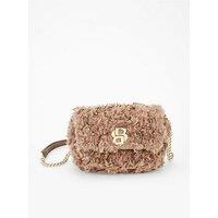 Boss Icon Furry Textured Crossbody Bag - Brown