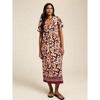 New Look Cream Floral Print Button Up Midi Shirt Dress
