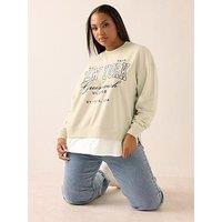 Yours Curve New York Sweatshirt - Brown