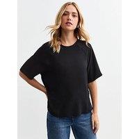 New Look Black Raglan Sleeve Woven Top