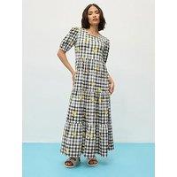 Pixiegirl Petite Lemon Gingham Tiered Dress - Black