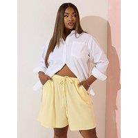 Yours Curve Wide Leg Drawstring Shorts - Yellow