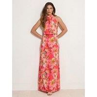 Long Tall Sally Floral Halterneck Dress - Red