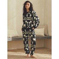 B By Ted Baker Long Sleeve Cotton Pyjama Set - Black