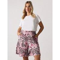 Yours Curve Paisley Crinkle Short - Pink