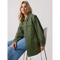 Yours Curve Carpenter Jacket - Green