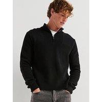 Belstaff Commander Knitted Cotton 1/4 Zip Knitted Jumper - Black