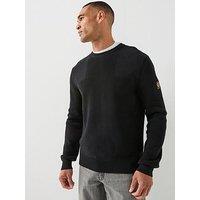 Belstaff Commander Knitted Cotton Crew Neck Knitted Jumper - Black