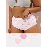Yours Curve 5 Pack Butterfly Full Briefs - Pink