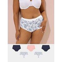 Yours Curve 5 Pack Floral Full Briefs - Blue