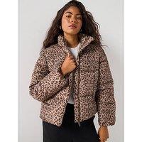 Vero Moda Parda Padded Leopard Jacket - Leopard Print