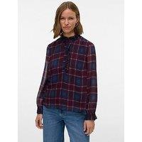 Vero Moda Long Sleeve Check Top - Dark Red